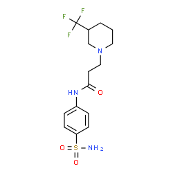 ChemSpider 2D Image | N-(4-Sulfamoylphenyl)-3-[3-(trifluoromethyl)-1-piperidinyl]propanamide | C15H20F3N3O3S
