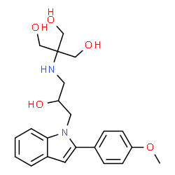 ChemSpider 2D Image | 2-({2-Hydroxy-3-[2-(4-methoxyphenyl)-1H-indol-1-yl]propyl}amino)-2-(hydroxymethyl)-1,3-propanediol | C22H28N2O5