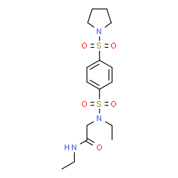 ChemSpider 2D Image | N,N~2~-Diethyl-N~2~-{[4-(1-pyrrolidinylsulfonyl)phenyl]sulfonyl}glycinamide | C16H25N3O5S2