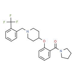 ChemSpider 2D Image | 1-Pyrrolidinyl[2-({1-[2-(trifluoromethyl)benzyl]-4-piperidinyl}oxy)phenyl]methanone | C24H27F3N2O2