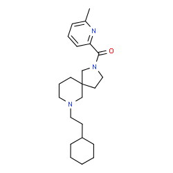ChemSpider 2D Image | [7-(2-Cyclohexylethyl)-2,7-diazaspiro[4.5]dec-2-yl](6-methyl-2-pyridinyl)methanone | C23H35N3O