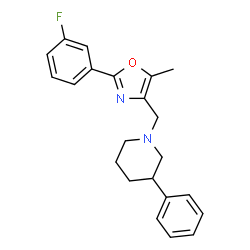ChemSpider 2D Image | 1-{[2-(3-Fluorophenyl)-5-methyl-1,3-oxazol-4-yl]methyl}-3-phenylpiperidine | C22H23FN2O