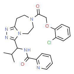 ChemSpider 2D Image | N-(1-{7-[(2-Chlorophenoxy)acetyl]-6,7,8,9-tetrahydro-5H-[1,2,4]triazolo[4,3-d][1,4]diazepin-3-yl}-2-methylpropyl)-2-pyridinecarboxamide | C24H27ClN6O3