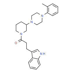 ChemSpider 2D Image | 3-(1H-Indol-3-yl)-1-{3-[4-(2-methylphenyl)-1-piperazinyl]-1-piperidinyl}-1-propanone | C27H34N4O