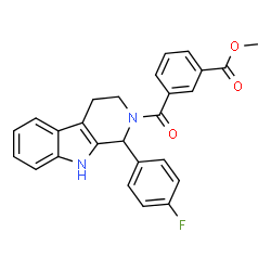 ChemSpider 2D Image | Methyl 3-{[1-(4-fluorophenyl)-1,3,4,9-tetrahydro-2H-beta-carbolin-2-yl]carbonyl}benzoate | C26H21FN2O3