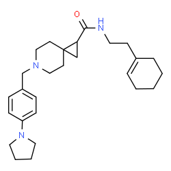 ChemSpider 2D Image | N-[2-(1-Cyclohexen-1-yl)ethyl]-6-[4-(1-pyrrolidinyl)benzyl]-6-azaspiro[2.5]octane-1-carboxamide | C27H39N3O
