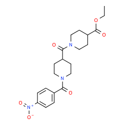 ChemSpider 2D Image | Ethyl 1-{[1-(4-nitrobenzoyl)-4-piperidinyl]carbonyl}-4-piperidinecarboxylate | C21H27N3O6
