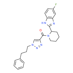 ChemSpider 2D Image | [2-(5-Fluoro-1H-benzimidazol-2-yl)-1-piperidinyl][1-(3-phenylpropyl)-1H-1,2,3-triazol-4-yl]methanone | C24H25FN6O