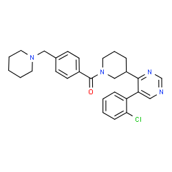 ChemSpider 2D Image | {3-[5-(2-Chlorophenyl)-4-pyrimidinyl]-1-piperidinyl}[4-(1-piperidinylmethyl)phenyl]methanone | C28H31ClN4O