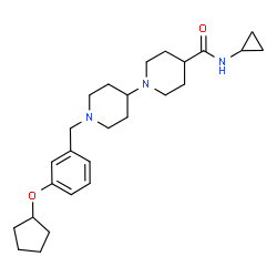 ChemSpider 2D Image | 1'-[3-(Cyclopentyloxy)benzyl]-N-cyclopropyl-1,4'-bipiperidine-4-carboxamide | C26H39N3O2