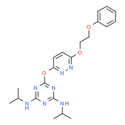 ChemSpider 2D Image | N,N'-Diisopropyl-6-{[6-(2-phenoxyethoxy)-3-pyridazinyl]oxy}-1,3,5-triazine-2,4-diamine | C21H27N7O3