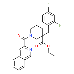 ChemSpider 2D Image | Ethyl 3-(2,4-difluorobenzyl)-1-(3-isoquinolinylcarbonyl)-3-piperidinecarboxylate | C25H24F2N2O3