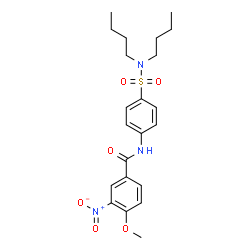ChemSpider 2D Image | N-[4-(Dibutylsulfamoyl)phenyl]-4-methoxy-3-nitrobenzamide | C22H29N3O6S