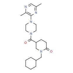ChemSpider 2D Image | 1-(Cyclohexylmethyl)-5-{[4-(3,6-dimethyl-2-pyrazinyl)-1-piperazinyl]carbonyl}-2-piperidinone | C23H35N5O2