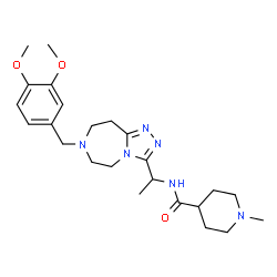 ChemSpider 2D Image | N-{1-[7-(3,4-Dimethoxybenzyl)-6,7,8,9-tetrahydro-5H-[1,2,4]triazolo[4,3-d][1,4]diazepin-3-yl]ethyl}-1-methyl-4-piperidinecarboxamide | C24H36N6O3