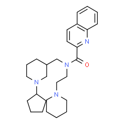 ChemSpider 2D Image | N-[(1-Cyclopentyl-3-piperidinyl)methyl]-N-[2-(1-piperidinyl)ethyl]-2-quinolinecarboxamide | C28H40N4O