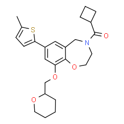 ChemSpider 2D Image | Cyclobutyl[7-(5-methyl-2-thienyl)-9-(tetrahydro-2H-pyran-2-ylmethoxy)-2,3-dihydro-1,4-benzoxazepin-4(5H)-yl]methanone | C25H31NO4S