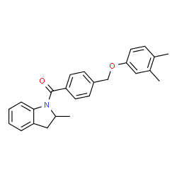 ChemSpider 2D Image | {4-[(3,4-Dimethylphenoxy)methyl]phenyl}(2-methyl-2,3-dihydro-1H-indol-1-yl)methanone | C25H25NO2