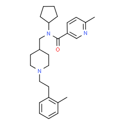 ChemSpider 2D Image | N-Cyclopentyl-6-methyl-N-({1-[2-(2-methylphenyl)ethyl]-4-piperidinyl}methyl)nicotinamide | C27H37N3O