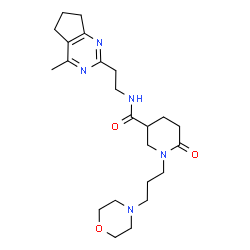 ChemSpider 2D Image | N-[2-(4-Methyl-6,7-dihydro-5H-cyclopenta[d]pyrimidin-2-yl)ethyl]-1-[3-(4-morpholinyl)propyl]-6-oxo-3-piperidinecarboxamide | C23H35N5O3