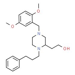 ChemSpider 2D Image | 2-[4-(2,5-Dimethoxybenzyl)-1-(3-phenylpropyl)-2-piperazinyl]ethanol | C24H34N2O3