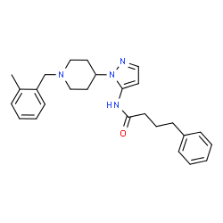 ChemSpider 2D Image | N-{1-[1-(2-Methylbenzyl)-4-piperidinyl]-1H-pyrazol-5-yl}-4-phenylbutanamide | C26H32N4O