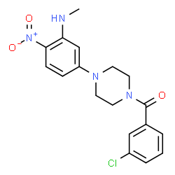 ChemSpider 2D Image | (3-Chlorophenyl){4-[3-(methylamino)-4-nitrophenyl]-1-piperazinyl}methanone | C18H19ClN4O3