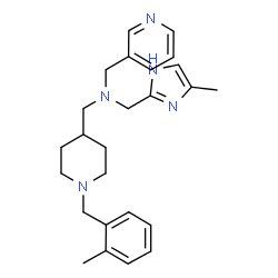 ChemSpider 2D Image | 1-[1-(2-Methylbenzyl)-4-piperidinyl]-N-[(4-methyl-1H-imidazol-2-yl)methyl]-N-(3-pyridinylmethyl)methanamine | C25H33N5