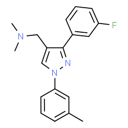 ChemSpider 2D Image | 1-[3-(3-Fluorophenyl)-1-(3-methylphenyl)-1H-pyrazol-4-yl]-N,N-dimethylmethanamine | C19H20FN3