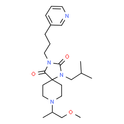 ChemSpider 2D Image | 1-Isobutyl-8-(1-methoxy-2-propanyl)-3-[3-(3-pyridinyl)propyl]-1,3,8-triazaspiro[4.5]decane-2,4-dione | C23H36N4O3
