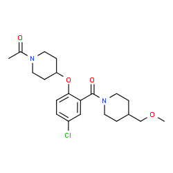 ChemSpider 2D Image | 1-[4-(4-Chloro-2-{[4-(methoxymethyl)-1-piperidinyl]carbonyl}phenoxy)-1-piperidinyl]ethanone | C21H29ClN2O4