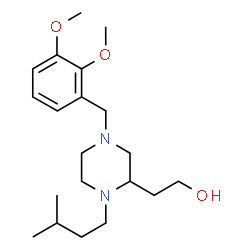 ChemSpider 2D Image | 2-[4-(2,3-Dimethoxybenzyl)-1-(3-methylbutyl)-2-piperazinyl]ethanol | C20H34N2O3
