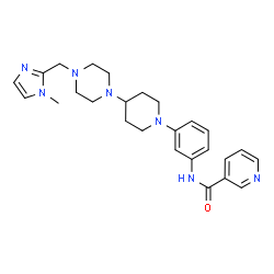 ChemSpider 2D Image | N-[3-(4-{4-[(1-Methyl-1H-imidazol-2-yl)methyl]-1-piperazinyl}-1-piperidinyl)phenyl]nicotinamide | C26H33N7O