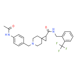 ChemSpider 2D Image | 6-(4-Acetamidobenzyl)-N-[2-(trifluoromethyl)benzyl]-6-azaspiro[2.5]octane-1-carboxamide | C25H28F3N3O2