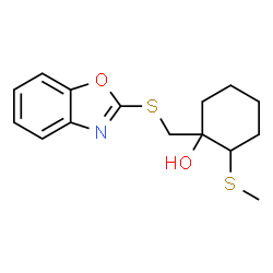 ChemSpider 2D Image | 1-[(1,3-Benzoxazol-2-ylsulfanyl)methyl]-2-(methylsulfanyl)cyclohexanol | C15H19NO2S2
