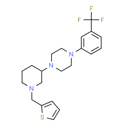 ChemSpider 2D Image | 1-[1-(2-Thienylmethyl)-3-piperidinyl]-4-[3-(trifluoromethyl)phenyl]piperazine | C21H26F3N3S