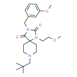 ChemSpider 2D Image | 8-(2,2-Dimethylpropyl)-3-(3-methoxybenzyl)-1-(2-methoxyethyl)-1,3,8-triazaspiro[4.5]decane-2,4-dione | C23H35N3O4