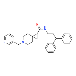 ChemSpider 2D Image | N-(3,3-Diphenylpropyl)-6-(3-pyridinylmethyl)-6-azaspiro[2.5]octane-1-carboxamide | C29H33N3O