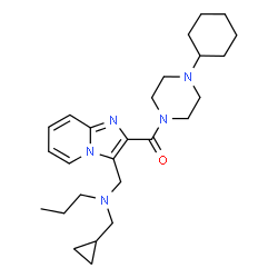 ChemSpider 2D Image | (4-Cyclohexyl-1-piperazinyl)(3-{[(cyclopropylmethyl)(propyl)amino]methyl}imidazo[1,2-a]pyridin-2-yl)methanone | C26H39N5O