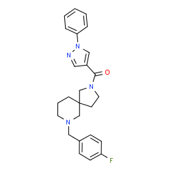 ChemSpider 2D Image | [7-(4-Fluorobenzyl)-2,7-diazaspiro[4.5]dec-2-yl](1-phenyl-1H-pyrazol-4-yl)methanone | C25H27FN4O