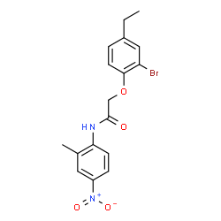 ChemSpider 2D Image | 2-(2-Bromo-4-ethylphenoxy)-N-(2-methyl-4-nitrophenyl)acetamide | C17H17BrN2O4