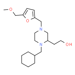 ChemSpider 2D Image | 2-[1-(Cyclohexylmethyl)-4-{[5-(methoxymethyl)-2-furyl]methyl}-2-piperazinyl]ethanol | C20H34N2O3