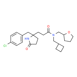 ChemSpider 2D Image | 3-[2-(4-Chlorobenzyl)-5-oxo-2-pyrrolidinyl]-N-(cyclobutylmethyl)-N-(tetrahydro-2-furanylmethyl)propanamide | C24H33ClN2O3