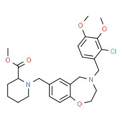 ChemSpider 2D Image | Methyl 1-{[4-(2-chloro-3,4-dimethoxybenzyl)-2,3,4,5-tetrahydro-1,4-benzoxazepin-7-yl]methyl}-2-piperidinecarboxylate | C26H33ClN2O5