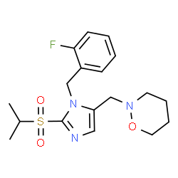 ChemSpider 2D Image | 2-{[1-(2-Fluorobenzyl)-2-(isopropylsulfonyl)-1H-imidazol-5-yl]methyl}-1,2-oxazinane | C18H24FN3O3S