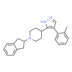 ChemSpider 2D Image | 1-(2,3-Dihydro-1H-inden-2-yl)-4-[4-(2-methylphenyl)-1H-pyrazol-5-yl]piperidine | C24H27N3