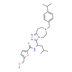 ChemSpider 2D Image | N-{1-[7-(4-Isopropylbenzyl)-6,7,8,9-tetrahydro-5H-[1,2,4]triazolo[4,3-d][1,4]diazepin-3-yl]-3-methylbutyl}-5-(methoxymethyl)-2-furamide | C28H39N5O3