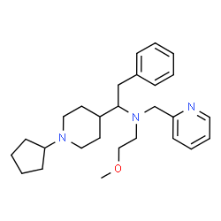 ChemSpider 2D Image | 1-(1-Cyclopentyl-4-piperidinyl)-N-(2-methoxyethyl)-2-phenyl-N-(2-pyridinylmethyl)ethanamine | C27H39N3O