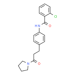 ChemSpider 2D Image | 2-Chloro-N-{4-[3-oxo-3-(1-pyrrolidinyl)propyl]phenyl}benzamide | C20H21ClN2O2
