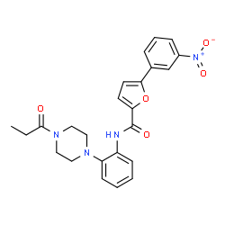 ChemSpider 2D Image | 5-(3-Nitrophenyl)-N-[2-(4-propionyl-1-piperazinyl)phenyl]-2-furamide | C24H24N4O5